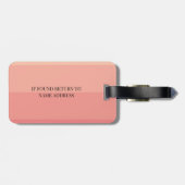 Elegant Monogram Roze Gestreepte Aangepaste Naam A Bagagelabel (Achterkant horizontaal)