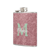 Elegant monogram roze glitter heupfles (Links)