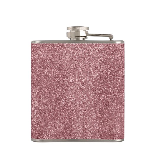 Elegant monogram roze glitter heupfles (Achterkant)