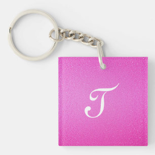 Elegant Monogram roze glitter Sleutelhanger