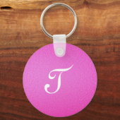 Elegant Monogram roze glitter Sleutelhanger (Voorkant)