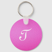 Elegant Monogram roze glitter Sleutelhanger (Achterkant)