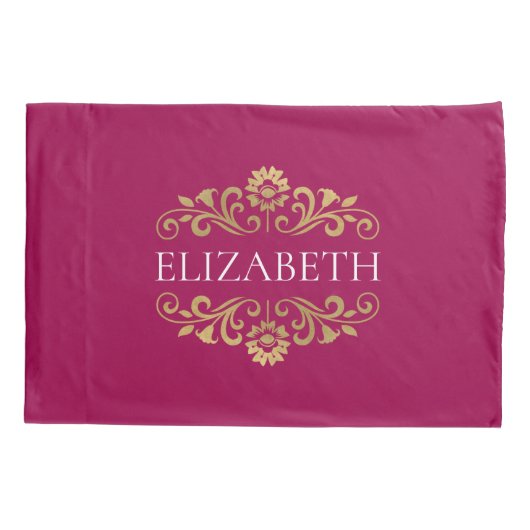 Elegant Monogram Roze Gold Pillow Hoesje Kussensloop (Achterkant)