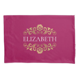 Elegant Monogram Roze Gold Pillow Hoesje Kussensloop