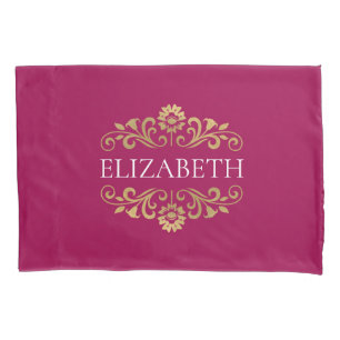 Elegant Monogram Roze Gold Pillow Hoesje Kussensloop