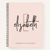 Elegant Monogram Roze Gold Script Business School Notitieboek (Voorkant)