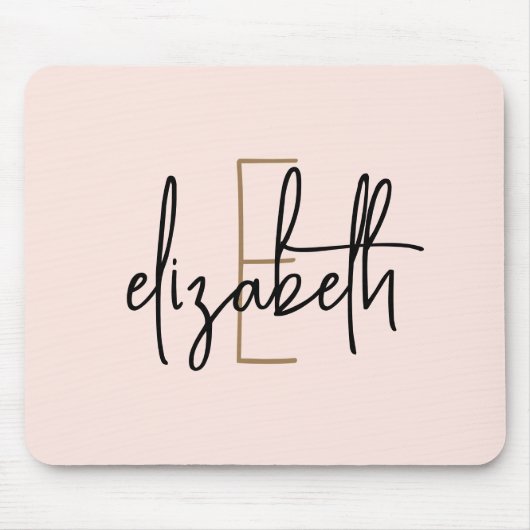 Elegant Monogram Roze Gold Script Muismat (Voorkant)