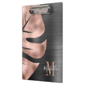 Elegant Monogram Roze Goud Zwart Klembord (Links)
