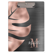 Elegant Monogram Roze Goud Zwart