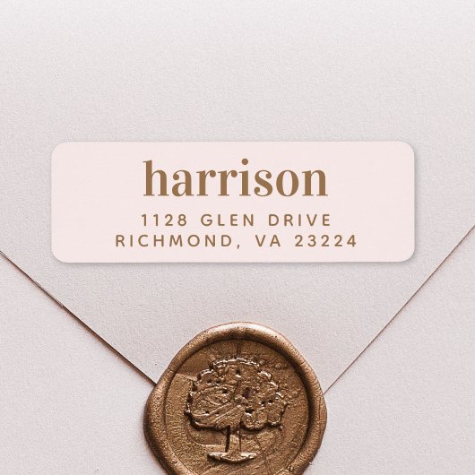 Elegant monogram roze gouden retouradres etiket