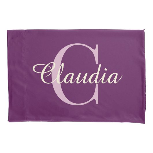 Elegant monogram roze kussensloop (Voorkant)