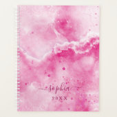 Elegant Monogram Roze Marmeren Girly Glam 2025 Planner (Voorkant)