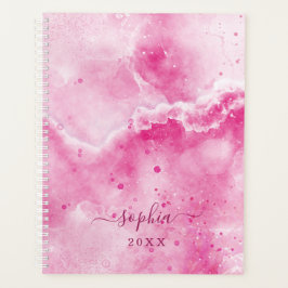 Elegant Monogram Roze Marmeren Girly Glam 2025 Planner