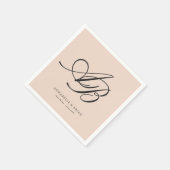 Elegant Monogram Roze-Peach Trouw Servet (Hoek)