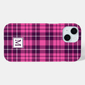 Elegant Monogram Roze Plaid Case-Mate iPhone Case (Achterkant (horizontaal))