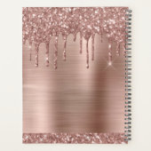 Elegant Monogram Roze Rose Goud Glitter Drips 2024 Planner (Achterkant)