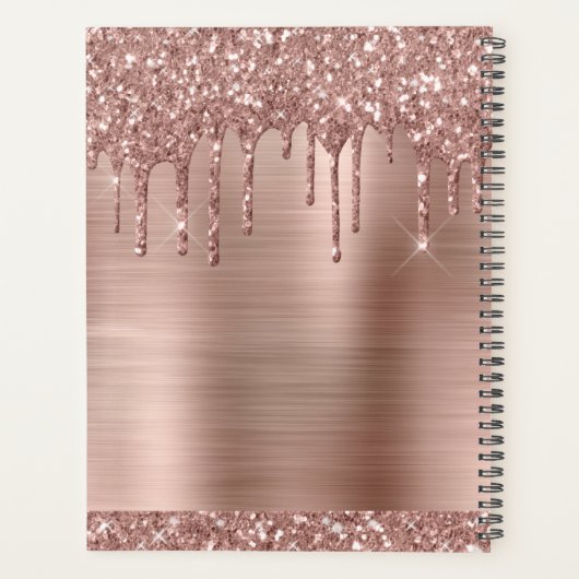 Elegant Monogram Roze Rose Goud Glitter Drips 2024 Planner (Achterkant)