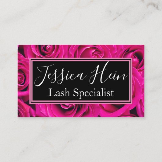 Elegant Monogram Roze Rose Salon Visitekaartje (Voorkant)