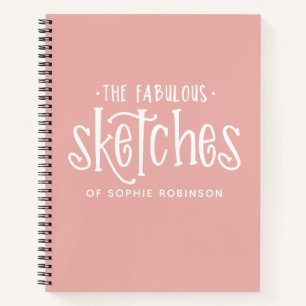 Elegant Monogram Roze Schets Notitieboek