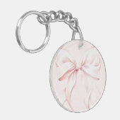 Elegant monogram roze strik sleutelhanger (Voorkant Links)