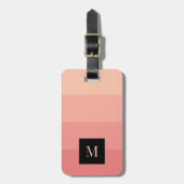 Elegant Monogram roze Striped Custom Name Address Bagagelabel (Voorkant verticaal)