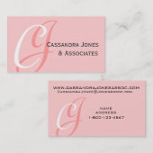 Elegant Monogram  Roze Visitekaartje (Voorkant / Achterkant)