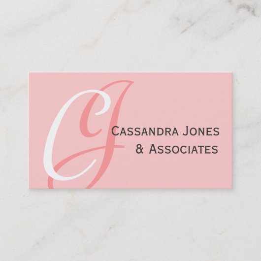 Elegant Monogram  Roze Visitekaartje (Voorkant)