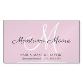  Elegant monogram roze Vul aan haarzout  Magnetisch Visitekaartje (Voorkant)