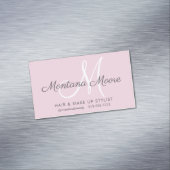 Elegant monogram roze Vul aan haarzout Magnetisch Visitekaartje (Voorbeeld)