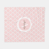 Elegant Monogram Roze Wit Modern Script Fleece Deken (Voorkant (Horizontaal))