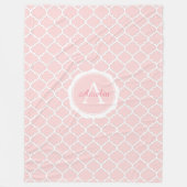 Elegant Monogram roze witte patroon Fleece Deken (Voorkant)