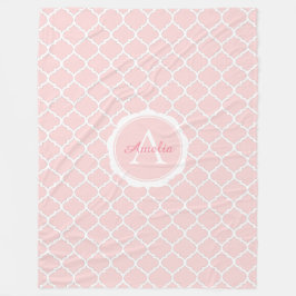 Elegant Monogram roze witte patroon Fleece Deken