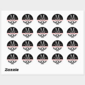 Elegant Monogram Roze Zwart Swirls Bruiloft Seal Ronde Sticker (Vel)