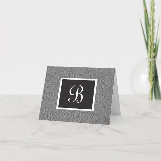 Elegant Monogram Rozen Letter B Custom Notecard Notitiekaartje (Voorkant)