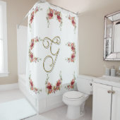 Elegant monogram Rozen ontwerp Douchegordijn (In situ)