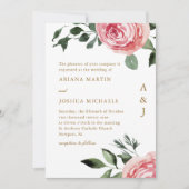 Elegant Monogram Rozen Weddenschap Kaart (Voorkant)