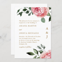 Elegant Monogram Rozen Weddenschap Kaart