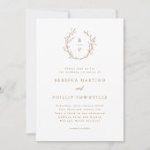 Elegant Monogram Rustic Plechtige bruiloft Kaart (Voorkant)