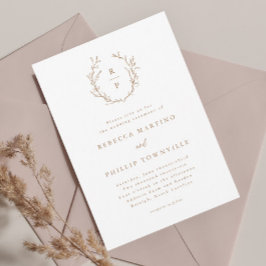 Elegant Monogram Rustic Plechtige bruiloft Kaart