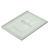 Elegant Monogram Rustic Sage Green Linen Journal Notitieboek (Linkerzijde)