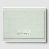 Elegant Monogram Rustic Sage Green Linen Wedding Gastenboek (Achterkant)