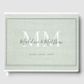 Elegant Monogram Rustic Sage Green Linen Wedding Gastenboek (Voorkant)