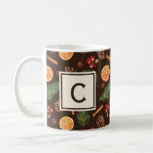 Elegant Monogram Rustiek Herfst Winter Botanisch Koffiemok (Links)