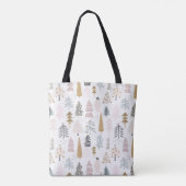 Elegant monogram, rustieke winterbomen schouder tote bag (Achterkant)