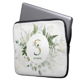Elegant monogram S eucalyptuskrans Laptop Sleeve (Voorkant Links)