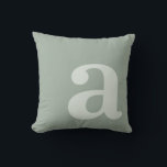 Elegant Monogram Sage Green Letter Initiaal Kussen<br><div class="desc">Elegante moderne monogram letter initiaal kussen gooien in salie groene kleur.</div>