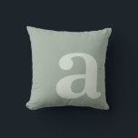 Elegant Monogram Sage Green Letter Initiaal Kussen<br><div class="desc">Elegante moderne monogram letter initiaal kussen gooien in salie groene kleur.</div>