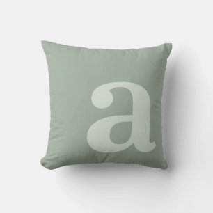 Elegant Monogram Sage Green Letter Initiaal Kussen