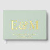 Elegant Monogram Sage Green Wedding Gastenboek (Voorkant)