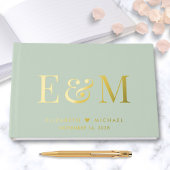 Elegant Monogram Sage Green Wedding Gastenboek